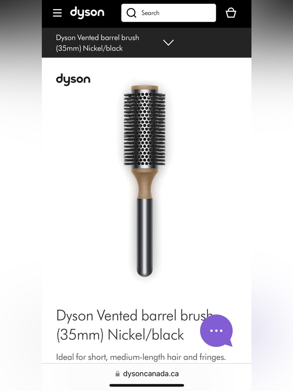 Dyson Vented Barrel Styling Brush — Nickel and Black